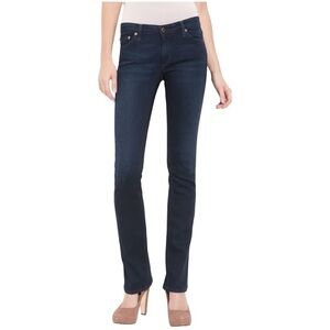 AG The Ballad Slim Low Rise Bootcut Stretch Denim Jeans Dark Blue Wash Size 27